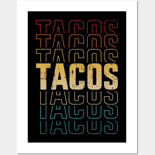 Funny retro vintage tacos for Taco Tuesday and Cinco de Mayo Posters and Art